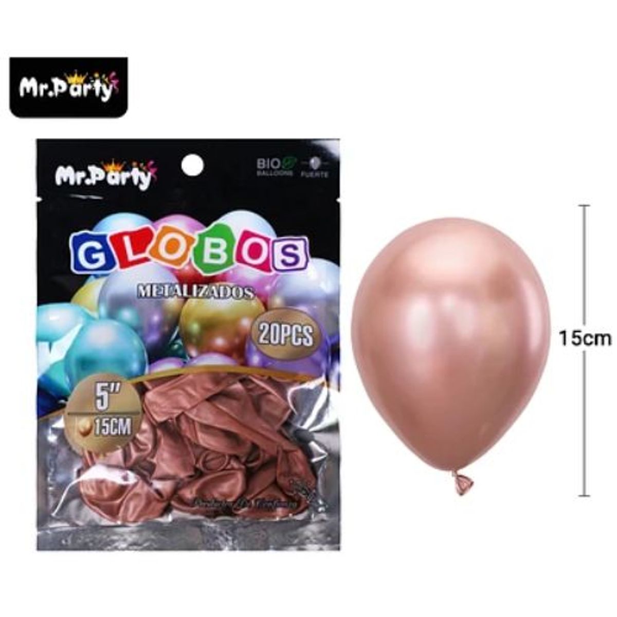 GENERICO - Globos de látex champagne cromados metalizados 15cm 20pcs
