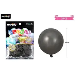 GENERICO - Globos de látex negro cromados metalizados 15cm 20pcs