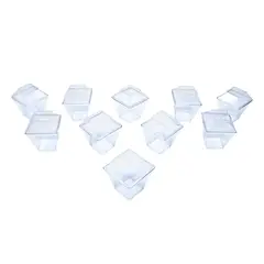 GENERICO - BASE TAPA PARA POSTRE PS CUADRADO 120ML X10UNI