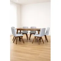 Comedor madera con 6 sillas, color gris modelo Bali