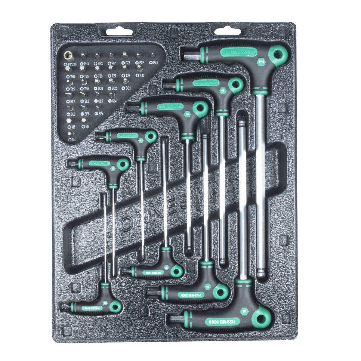 JONNESWAY - JUEGO de LLAVES HEXAGONALES PUNTA BOLA 9 pcs H20MB