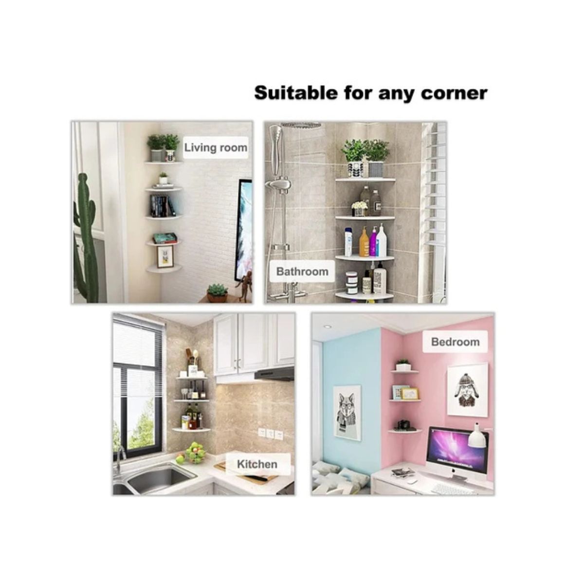 GENERICO - Repisa Esquinero Estante Flotante 4 Niveles Mdf Blanco