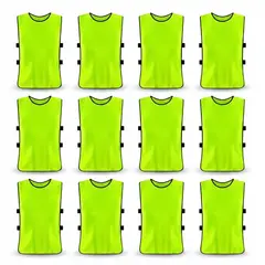 IMPOPLANET - Pack Petos Deportivos Infantiles Unisex- Verde Fluor- Entrenamiento Fútbol- Educación Física 12 Unidades