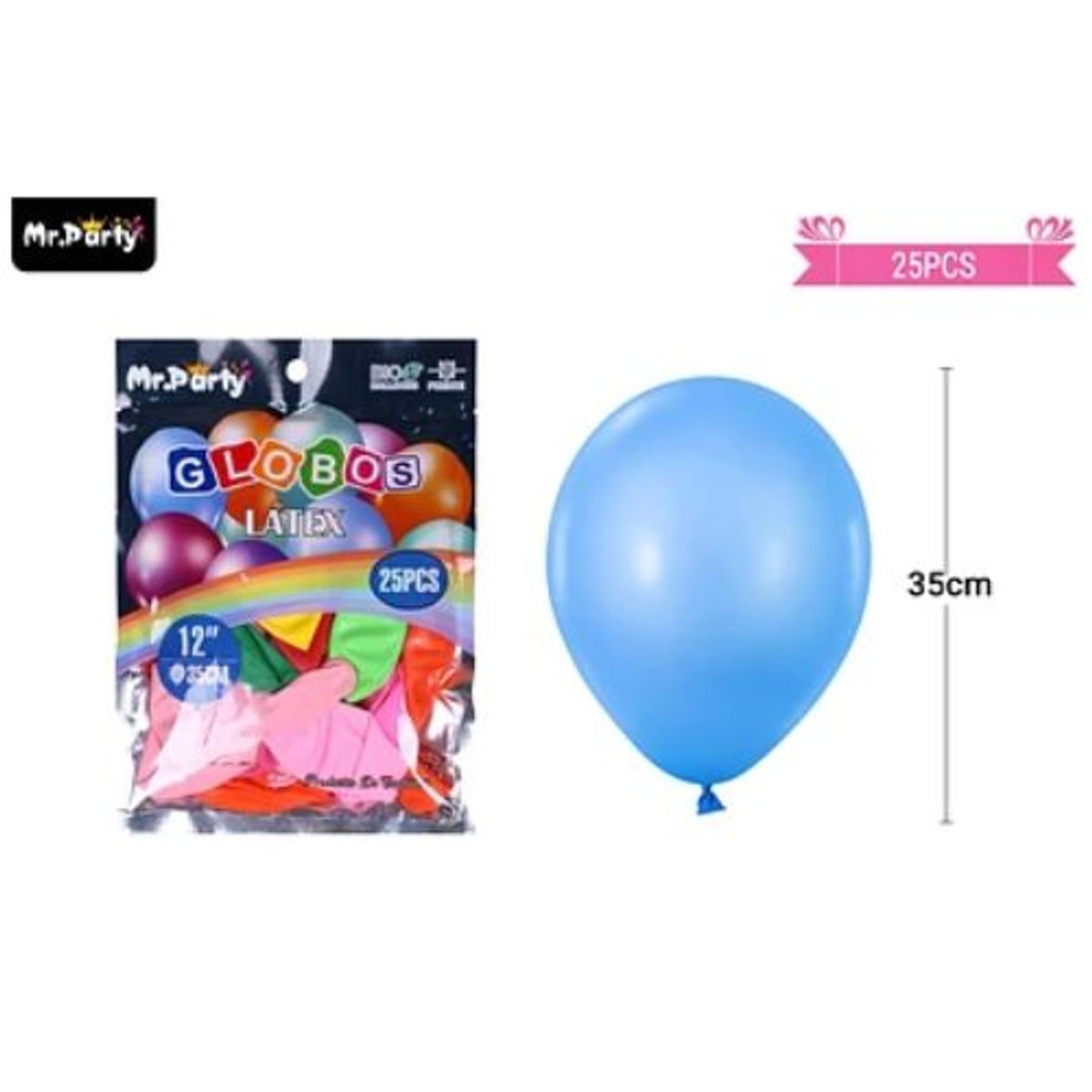 GENERICO - Globos de látex colores surtidos mate 35cm 25pcs