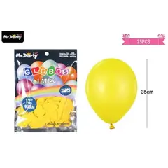 GENERICO - Globos de látex amarillo mate 35cm 25pcs