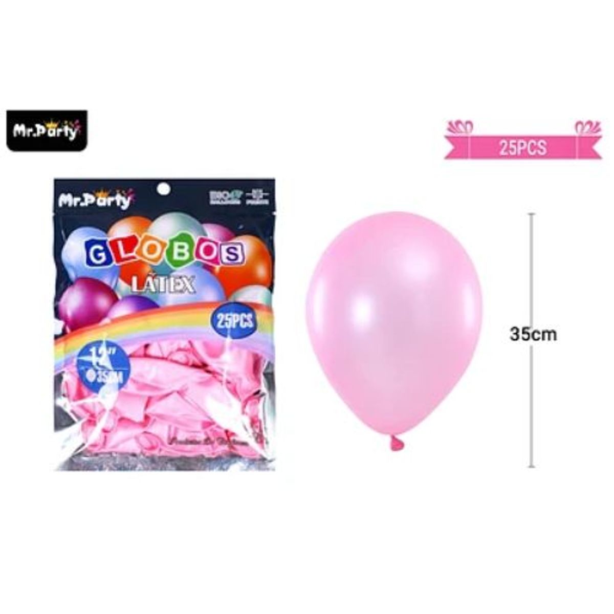 GENERICO - Globos de látex perlado rosa clara 35cm 25pcs