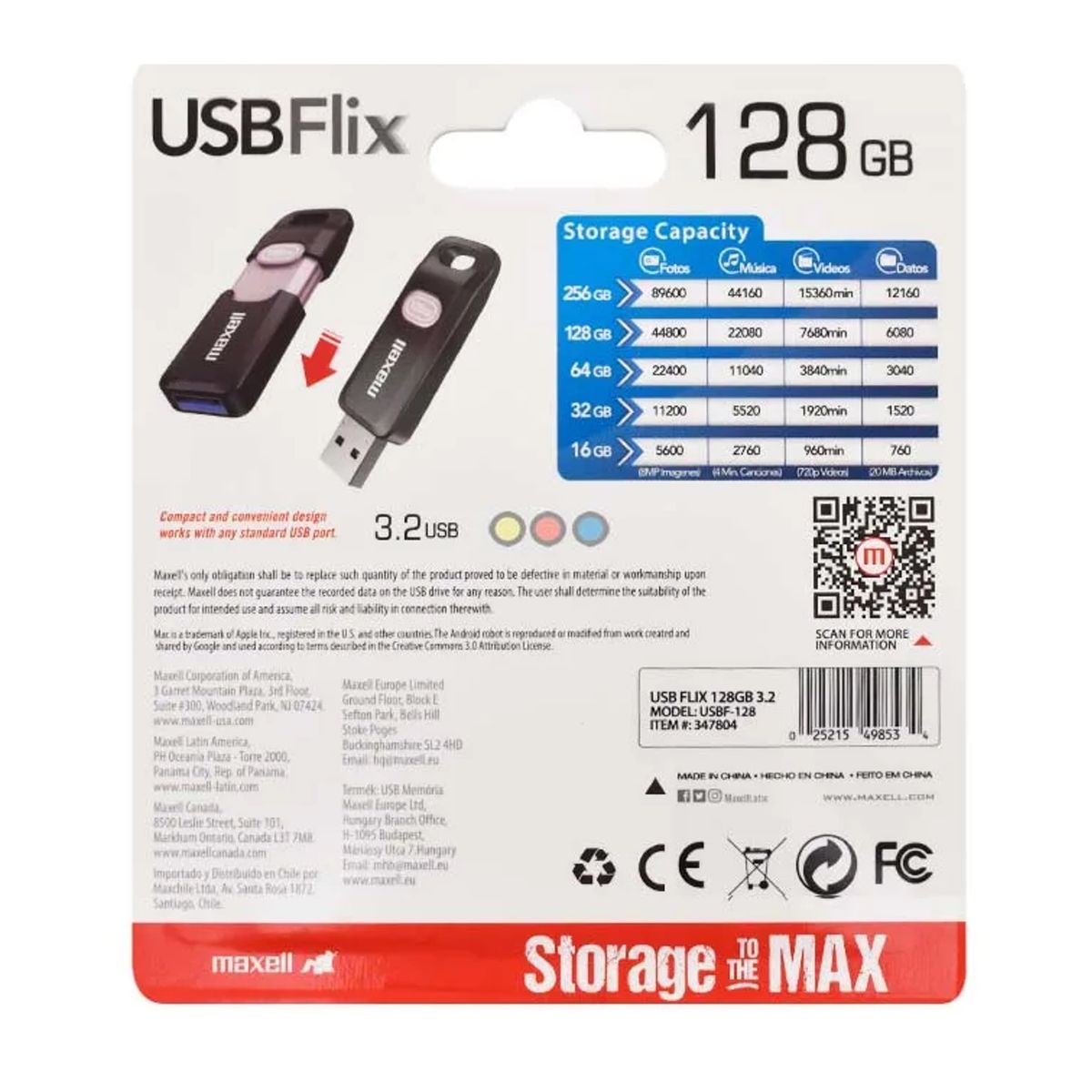 MAXELL - Pendrive USB 3.0 x 128GB Maxell Flix Alta Velocidad