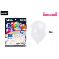 GENERICO - Globos de látex perlado blanco 35cm 25pcs