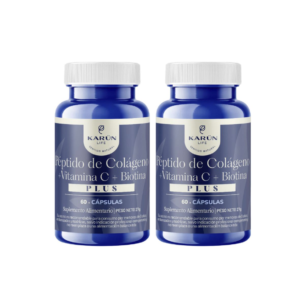 KARUNLIFE - Pack x2 Péptidos de Colágeno + Biotina +Vitamina C Plus 120 cap Karun Life