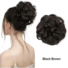 GENERICO - Moño Postizo Extensiones de Cabello Sintetico Negro Cafe Premium tipo Colet