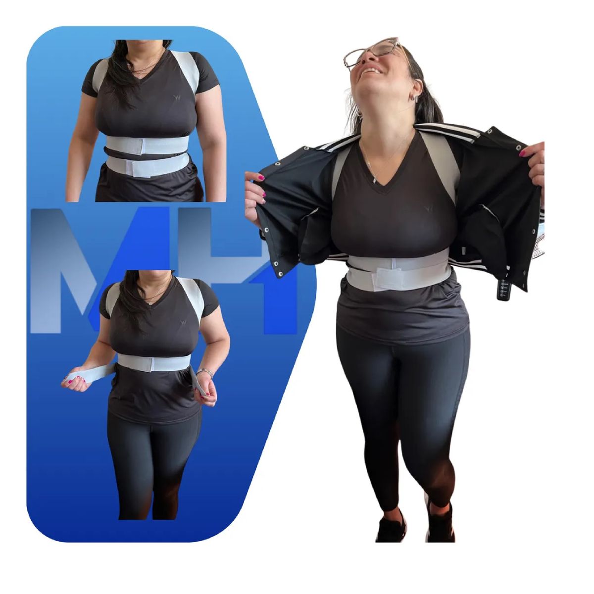 GENERICO - Corrector Postura Ortopedico Invisible Alineacion Corporal Gris Talla XL