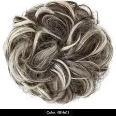 GENERICO - Moño Postizo Extensiones de Cabello Sintetico Cafe Oscuro y Rubio Mantequilla Premium tipo Colet