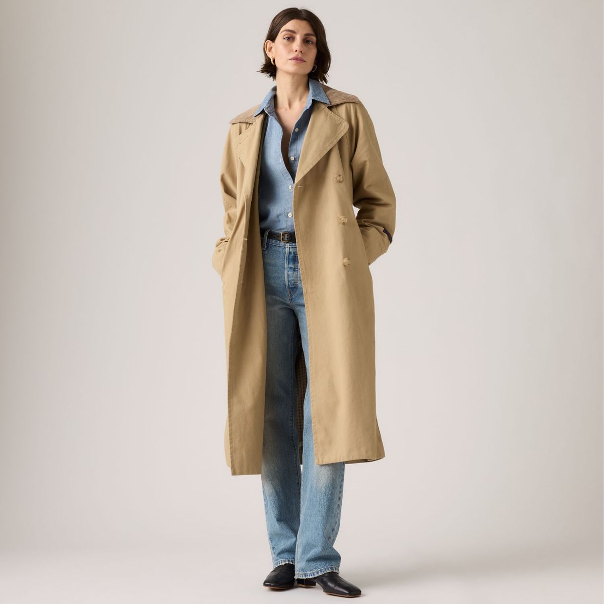 LEVIS - Chaqueta Mujer Bree Classic Long Trench Café Levis