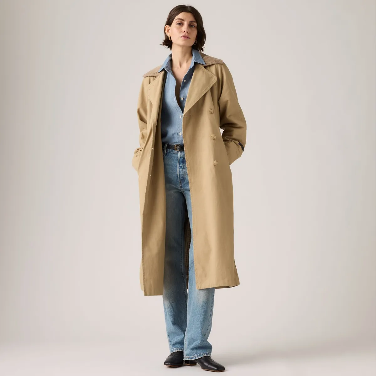 LEVIS - Chaqueta Mujer Bree Classic Long Trench Café Levis