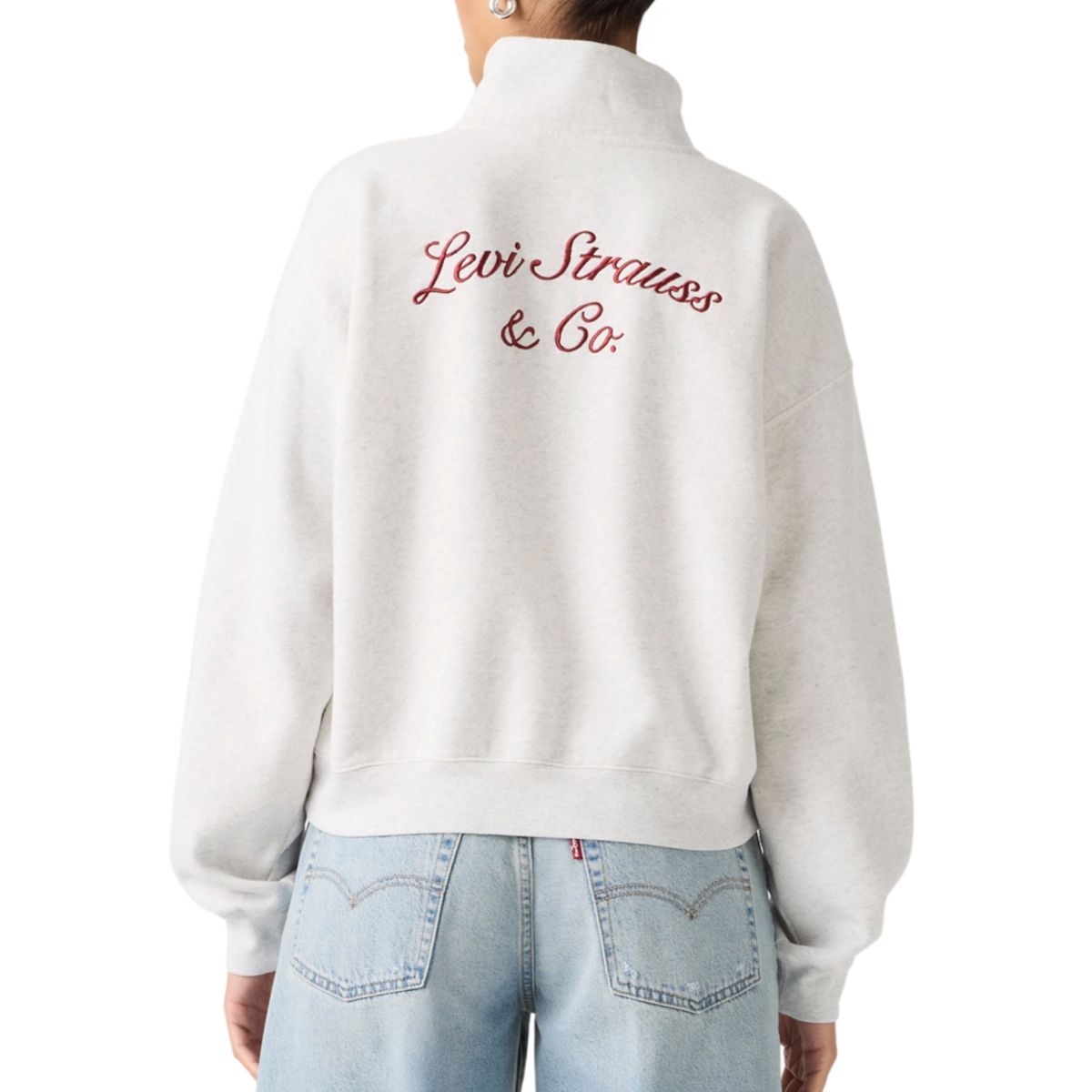 LEVIS - Polerón Mujer Vintage Boxy 1/4 Zip Gris Levis