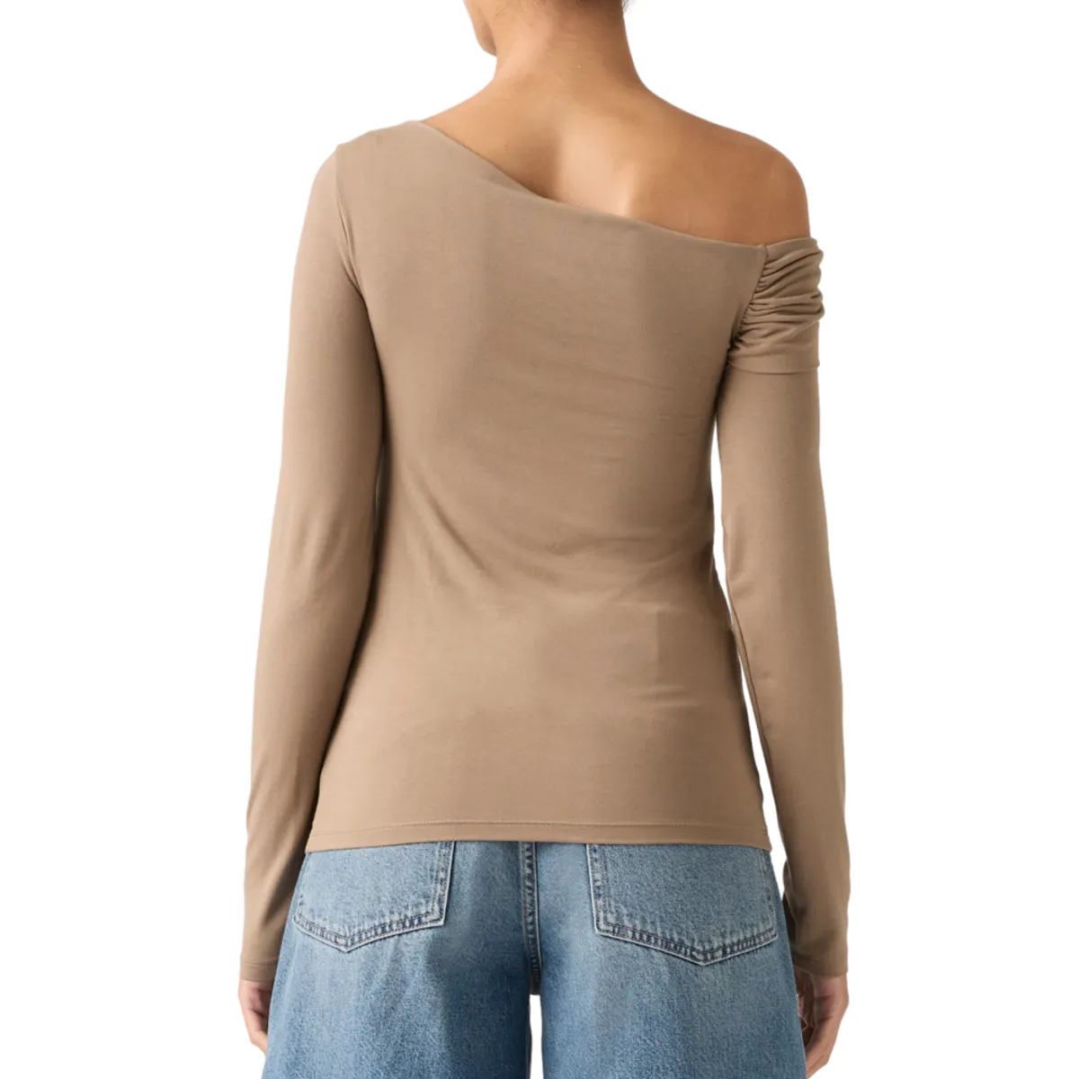 LEVIS - Polera Mujer Clara Off Shoulder Café Levis