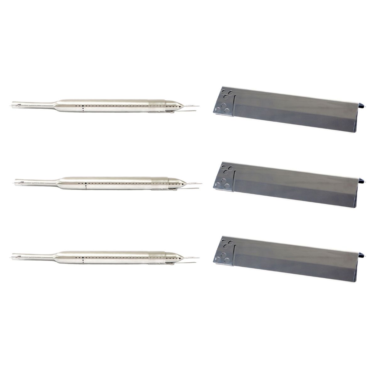GENERICO - Kit Repuestos 3 Quemador Tubular + 3 Difusor de Llama Universal Ajustable Parrillas a Gas