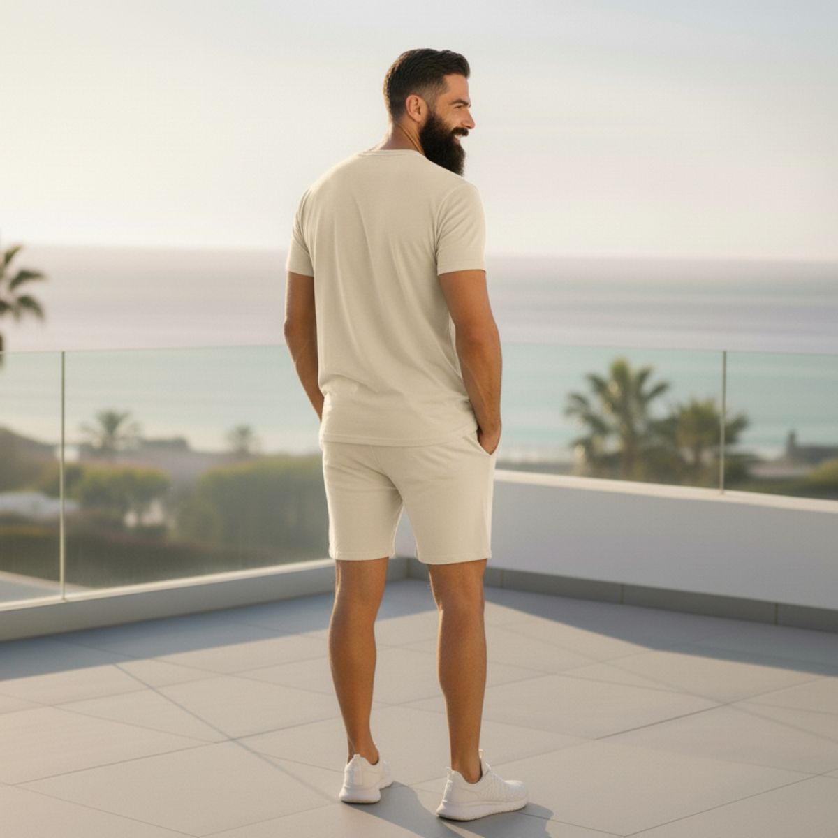 DESIGNERS - Conjunto Polera Short Hombre Algodón Premium Unicolor Verano Casual