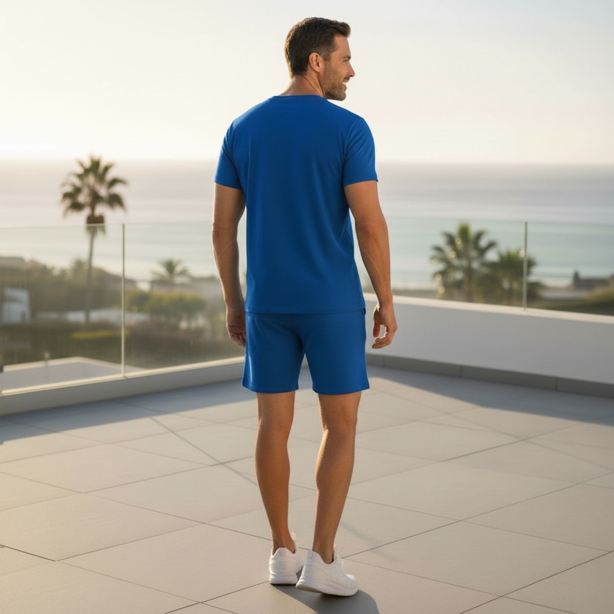 DESIGNERS - Conjunto Polera Short Hombre Algodón Premium Unicolor Verano Casual