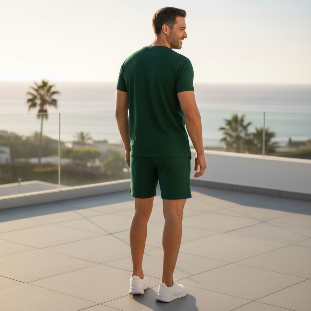 DESIGNERS - Conjunto Polera Short Hombre Algodón Premium Unicolor Verano Casual