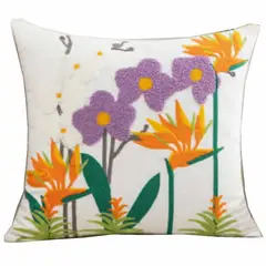 DECORACION CREATIVA - 1 Funda Bordado Flor del Pajaro