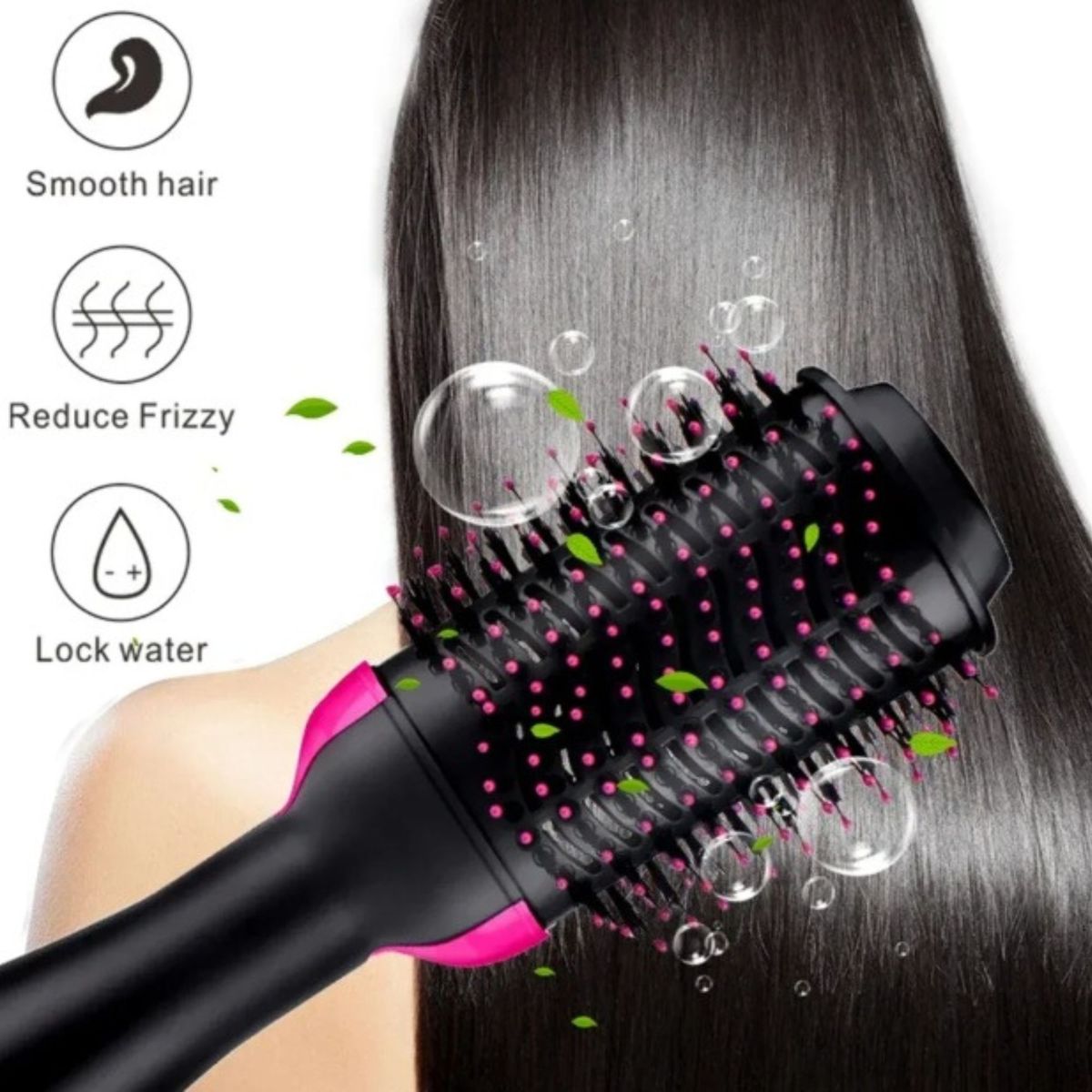 GENERICO - Cepillo Secador y Alisador 3 en 1 Anti Frizz. Seca, Alisa y Da Volumen en un Solo Paso