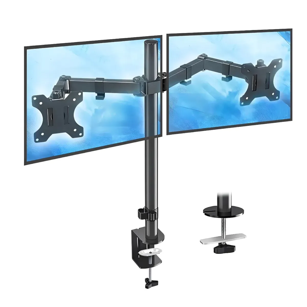 GENERICO - Brazo Soporte Monitor Base Para Monitor Dobl Alzador Monitor Color Negro