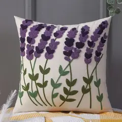 DECORACION CREATIVA - 1 Funda Bordado Lavandas