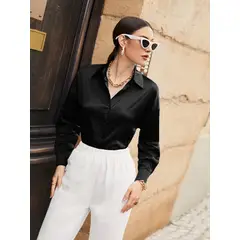 VARIOS - Camisa Mulvari Negro She Shines