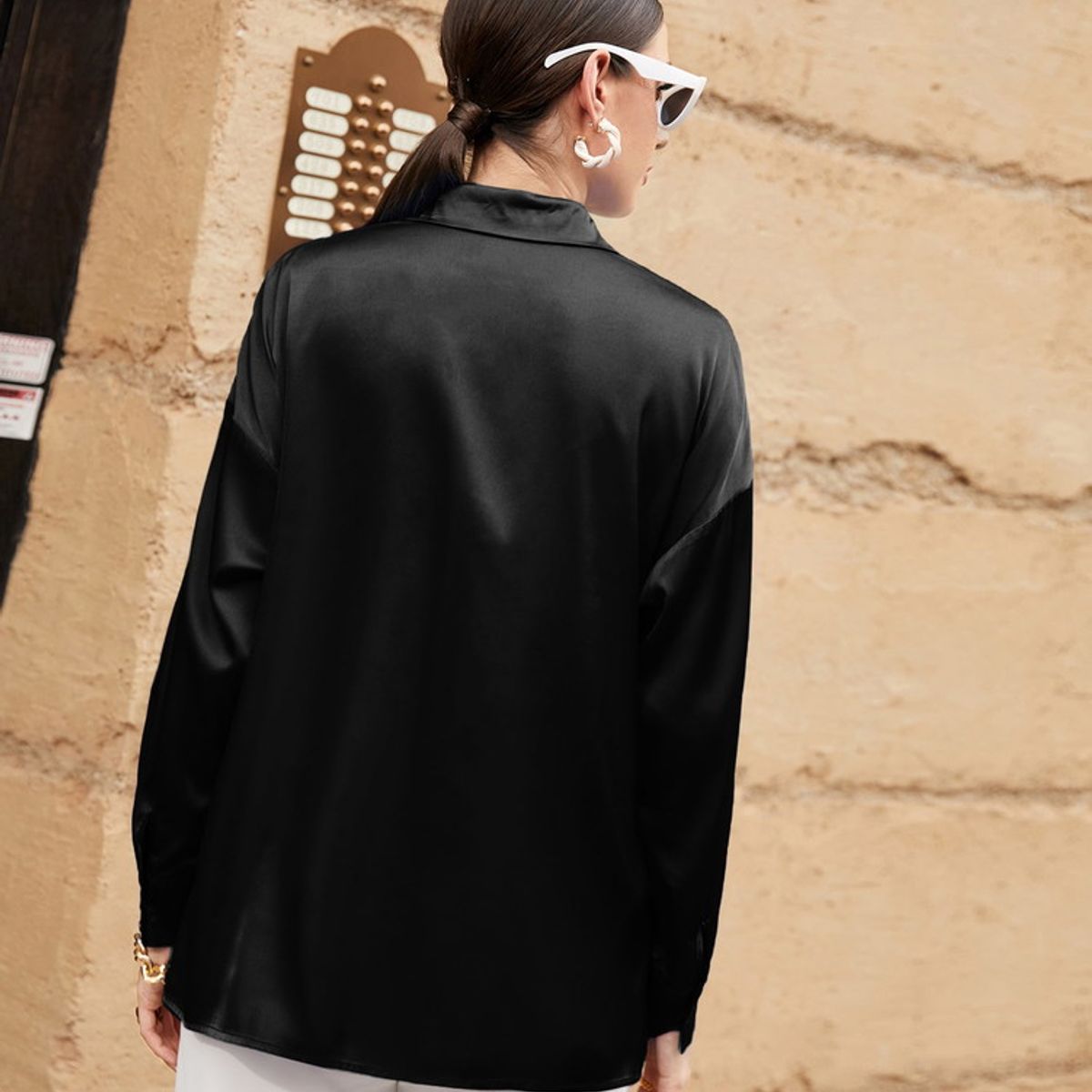 VARIOS - Camisa Mulvari Negro She Shines