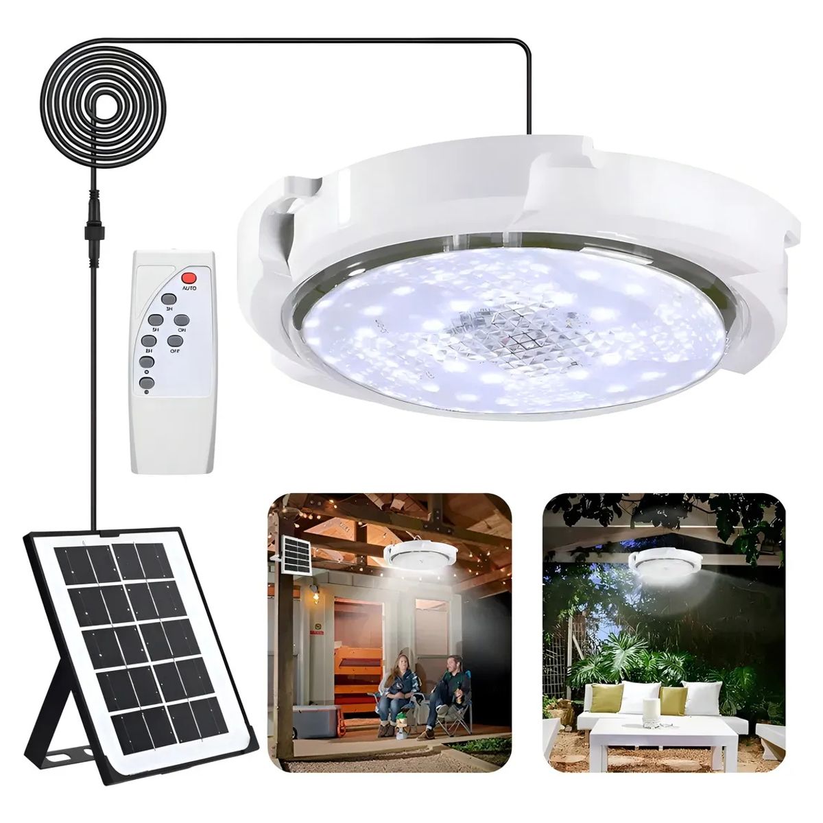 GENERICO - X4 Lampara Redonda De Techo Solar 100w M Casa Plafón solar color Blanco Frio