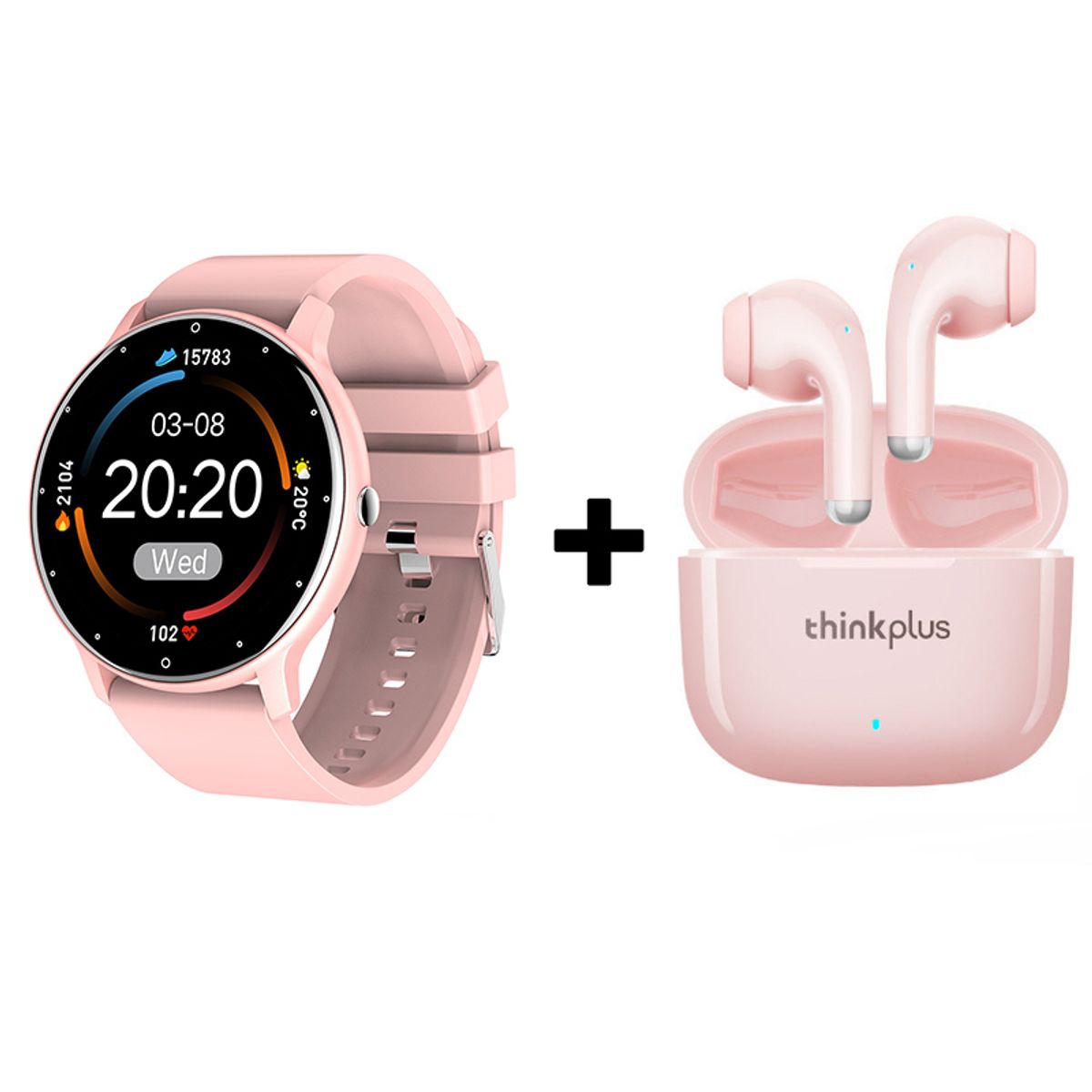 LENOVO - Audífonos Bluetooth Lenovo LP40 PRO y Reloj Inteligente ZL02 - Rosa
