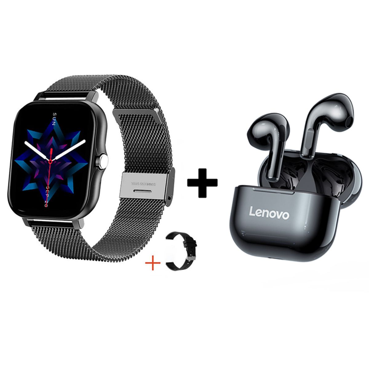 LENOVO - Audífonos Bluetooth Lenovo LP40 y Reloj Inteligente Y13 - Negro