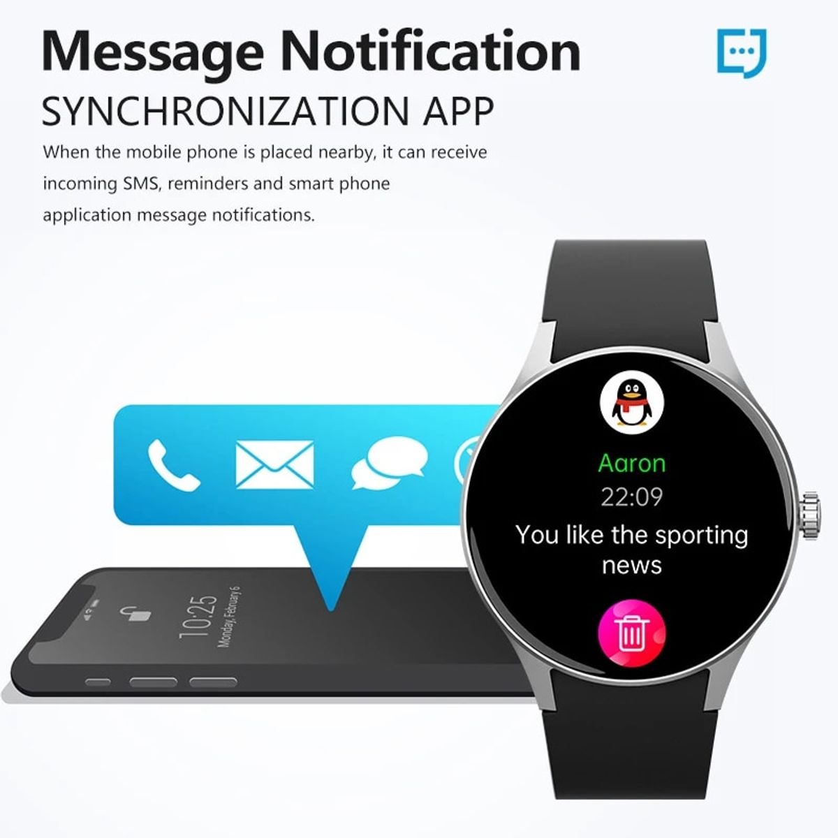 BRO TOUMI - Reloj Inteligente Lige Y80 Smartwatch Bluetooth Sports - Negro