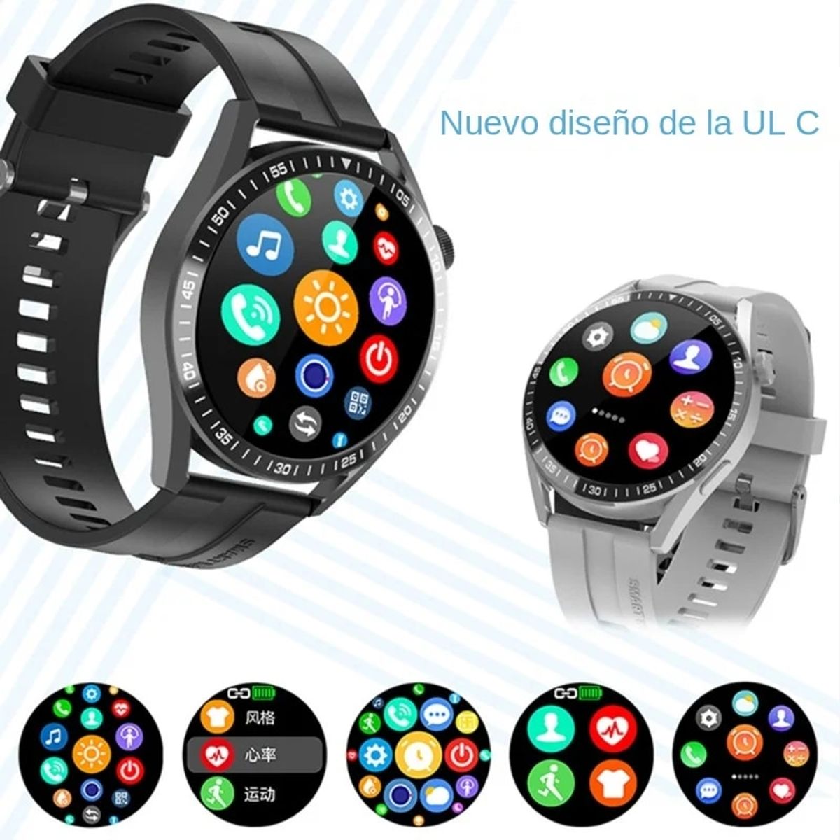 BRO TOUMI - Reloj Inteligente Lige WH8 Smartwatch Bluetooth Sports - Plata