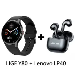 LENOVO - Audífonos Bluetooth LP40 y Smartwatch Y80 reloj inteligente