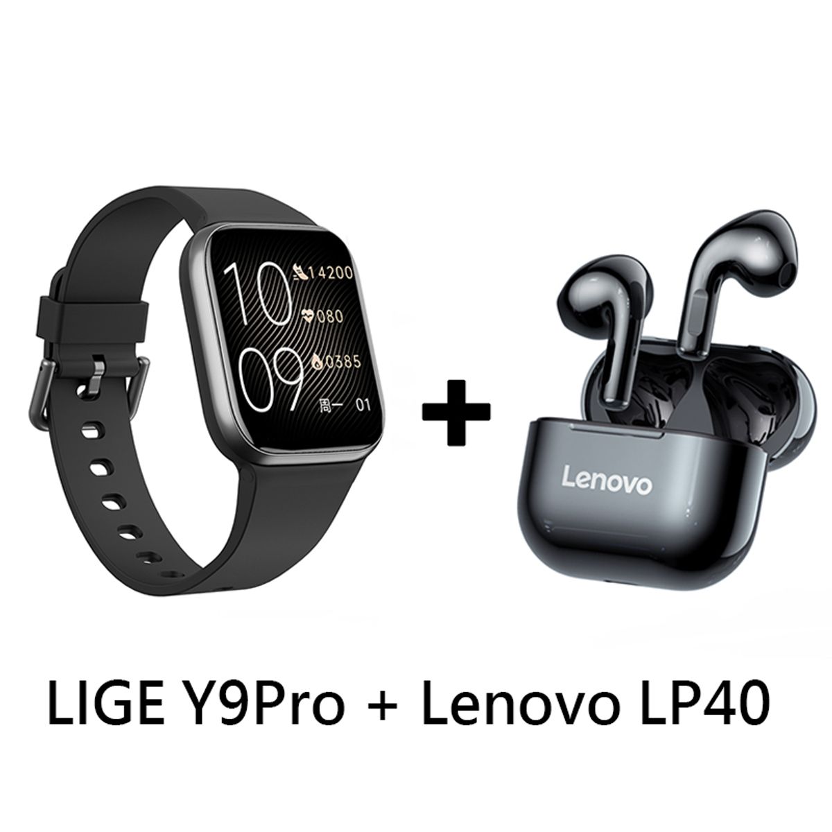 LENOVO - Audífonos Bluetooth Lenovo LP40 y Smartwatch Y9Pro reloj inteligente
