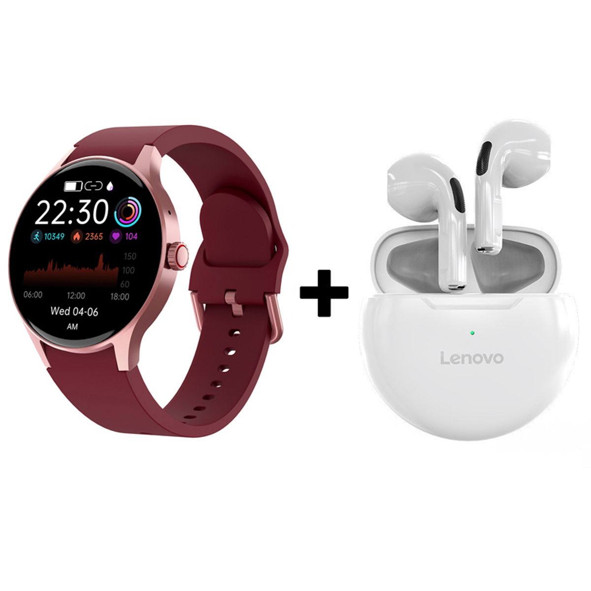 LENOVO - Audífonos Bluetooth Lenovo HT38 y Reloj Inteligente Smart Watch Y80