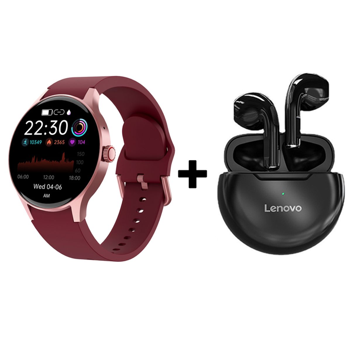 LENOVO - Audífonos Bluetooth Lenovo HT38 y Reloj Inteligente Smart Watch Y80
