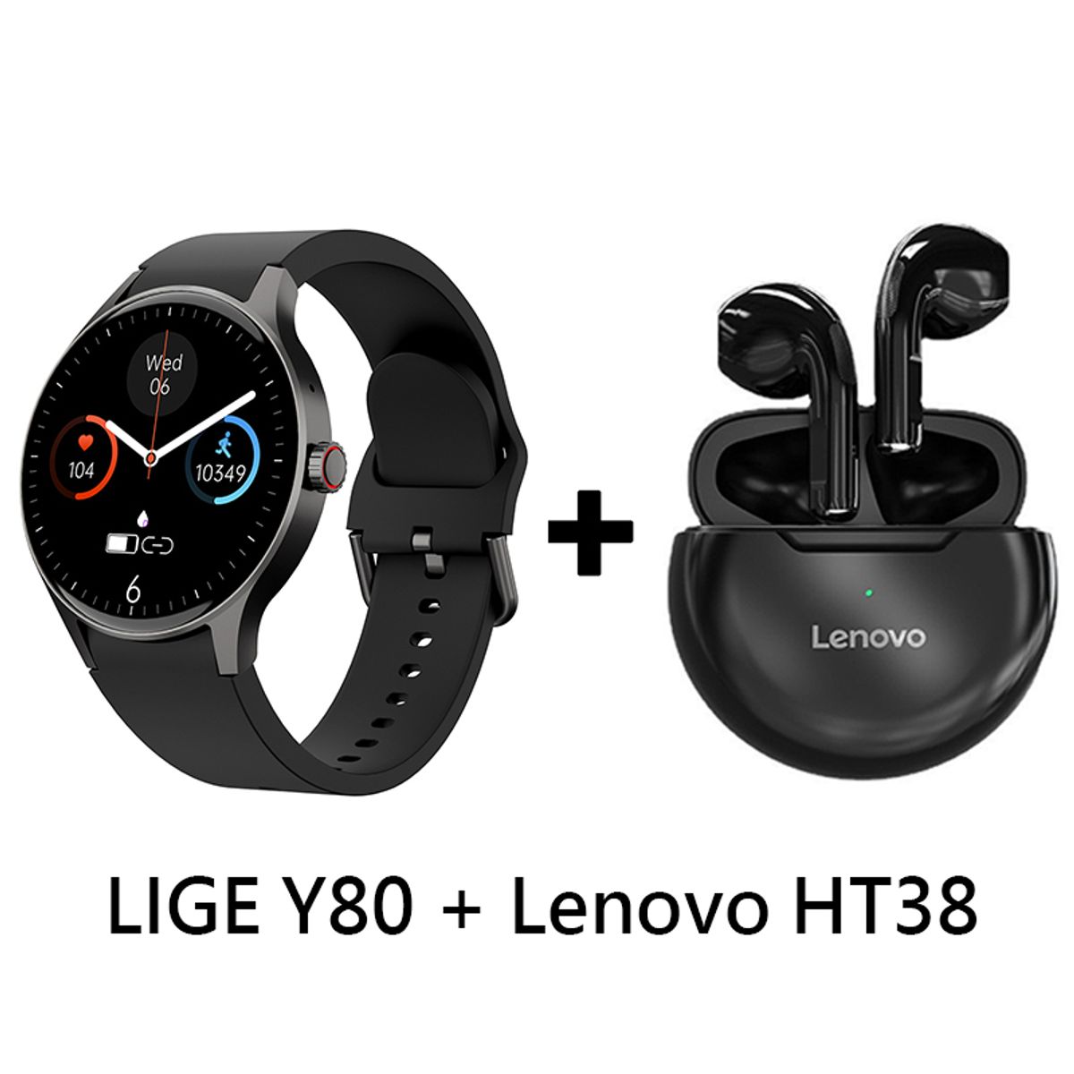 LENOVO - Audífonos Bluetooth Lenovo HT38 y Reloj Inteligente Smart Watch Y80