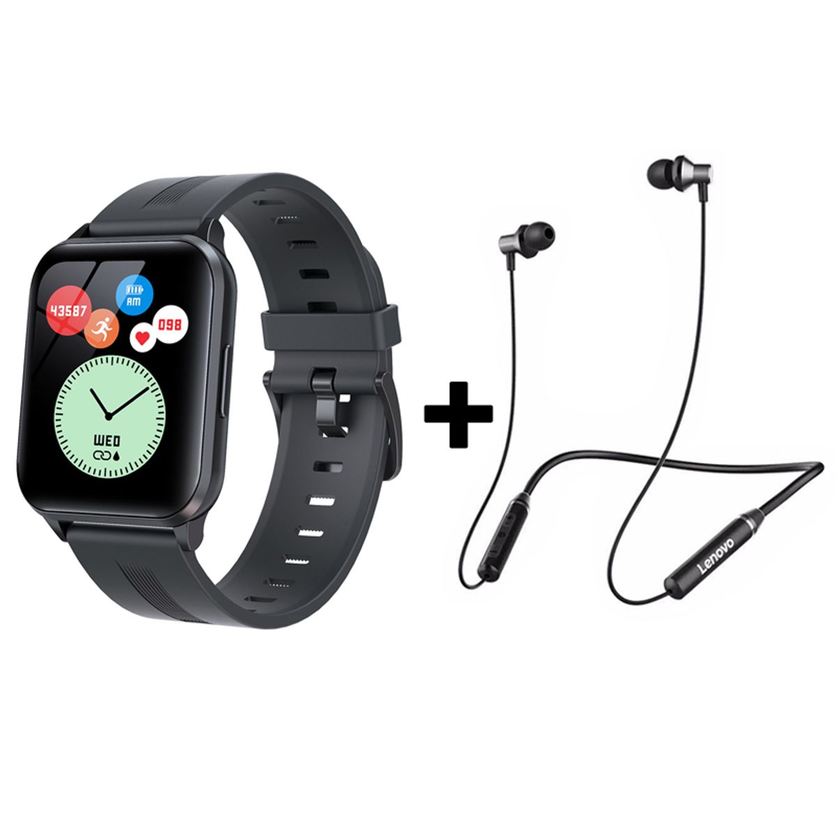 LENOVO - Audífonos Bluetooth Lenovo HE05 y Reloj Inteligente Smart Watch Y79
