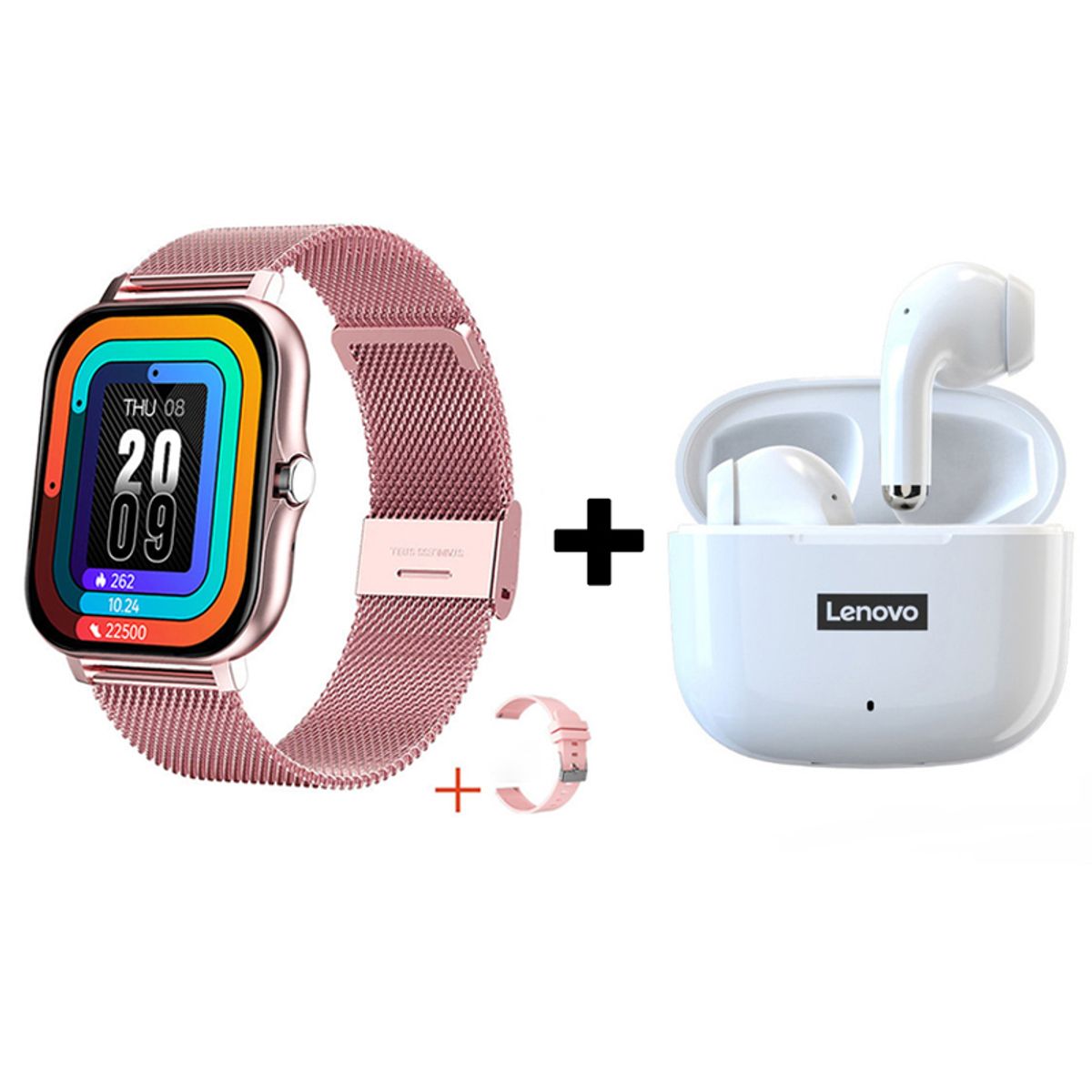 LENOVO - Audífonos Bluetooth Lenovo LP40 PRO y Reloj Inteligente Y13 - Rosa