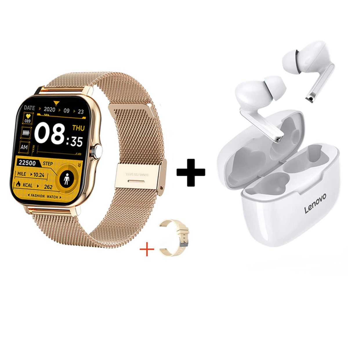 LENOVO - Audífonos Bluetooth Lenovo XT90 y Reloj Inteligente Y13 - Dorado