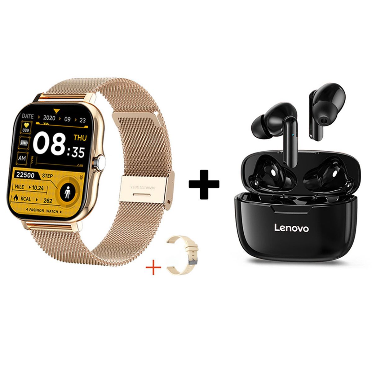 LENOVO - Audífonos Bluetooth Lenovo XT90 y Reloj Inteligente Y13 - Dorado