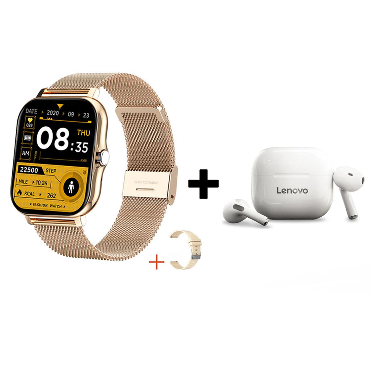 LENOVO - Audífonos Bluetooth Lenovo LP40 y Reloj Inteligente Y13 - Dorado