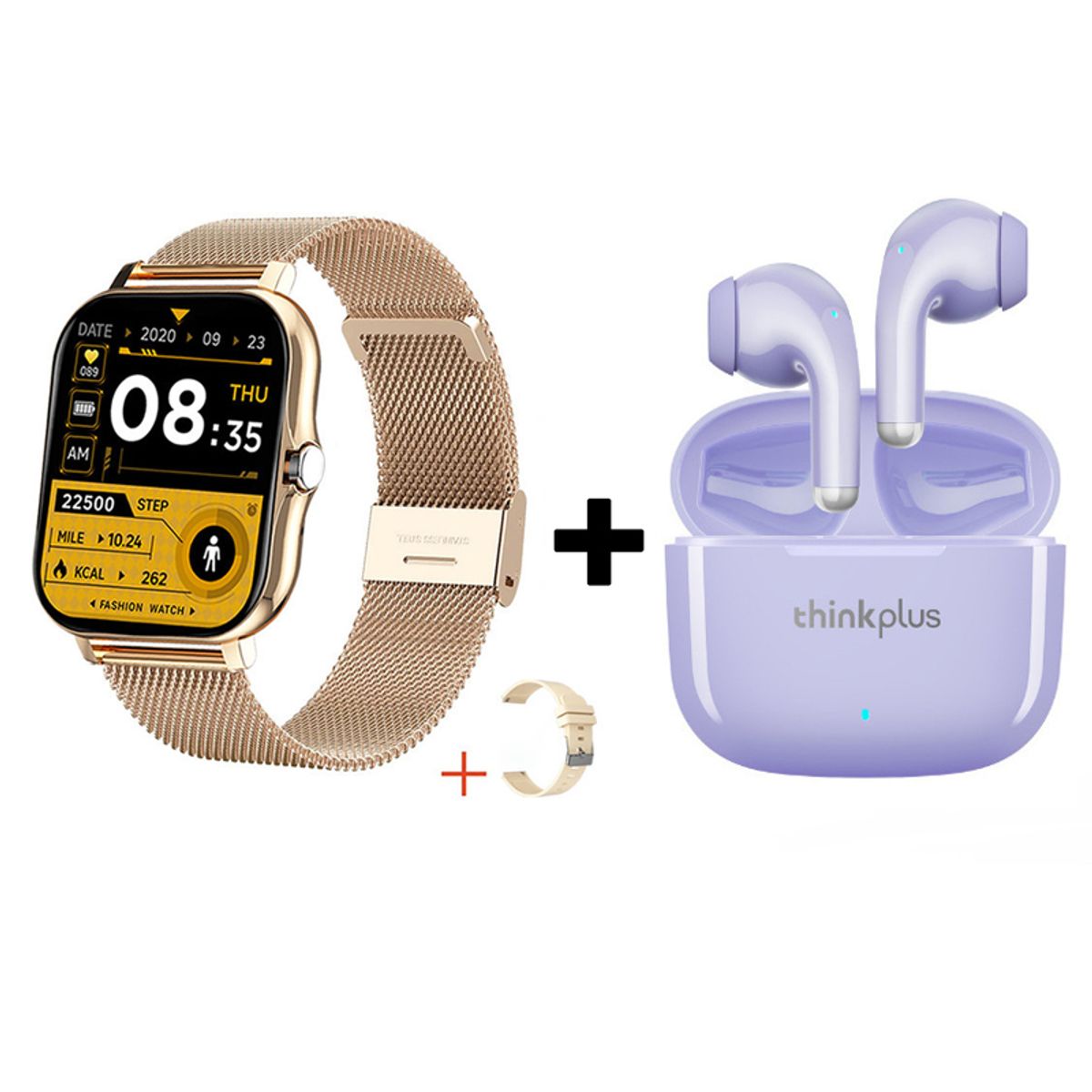 LENOVO - Audífonos Bluetooth Lenovo LP40 PRO y Reloj Inteligente Y13 - Dorado