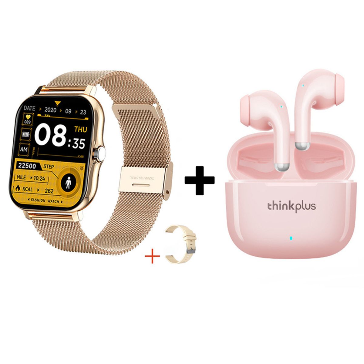 LENOVO - Audífonos Bluetooth Lenovo LP40 PRO y Reloj Inteligente Y13 - Dorado