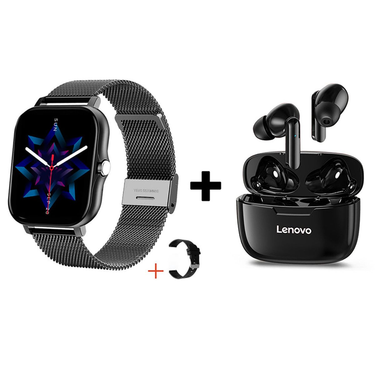 LENOVO - Audífonos Bluetooth Lenovo XT90 y Reloj Inteligente Y13 - Negro