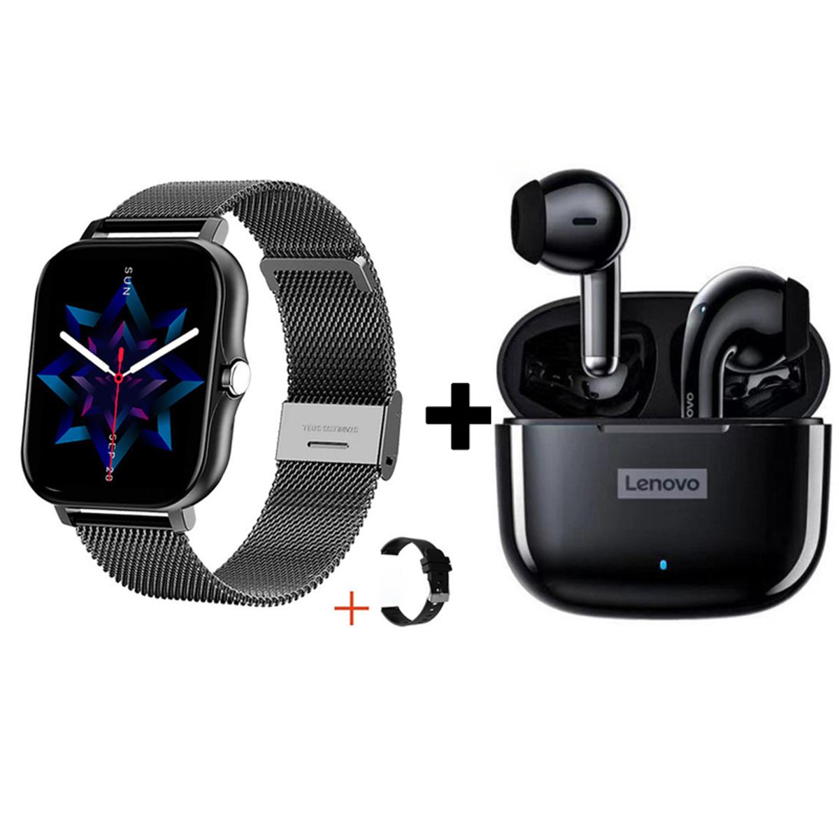 LENOVO - Audífonos Bluetooth Lenovo LP40 PRO y Reloj Inteligente Y13 - Negro