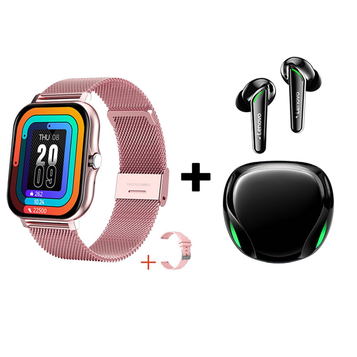 LENOVO - Audífonos Bluetooth Lenovo XT92 y Reloj Inteligente Y13 - Rosa